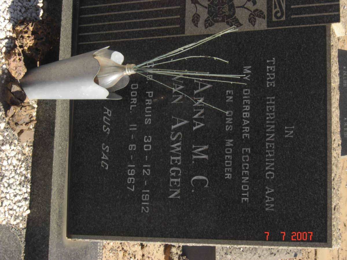 ASWEGEN Anna M.C. van nee PRUIS 1912-1967