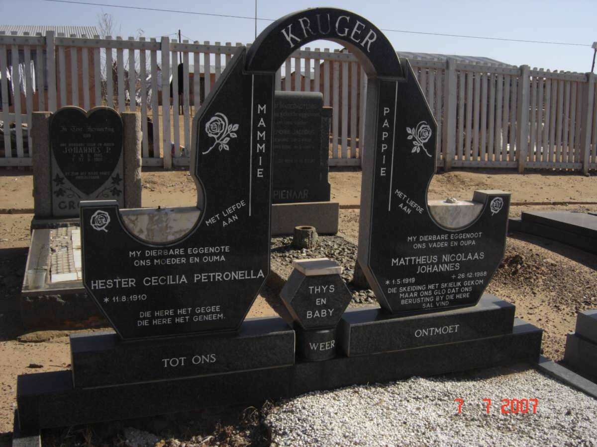 KRUGER Mattheus Nicolaas Johannes 1919-1988 &amp; Hester Cecilia Petronella 1910-