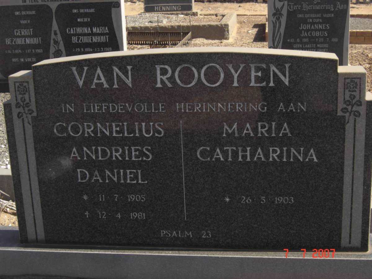 ROOYEN Cornelius Andries Daniel, van 1905-1981 &amp; Maria Catharina 1903-