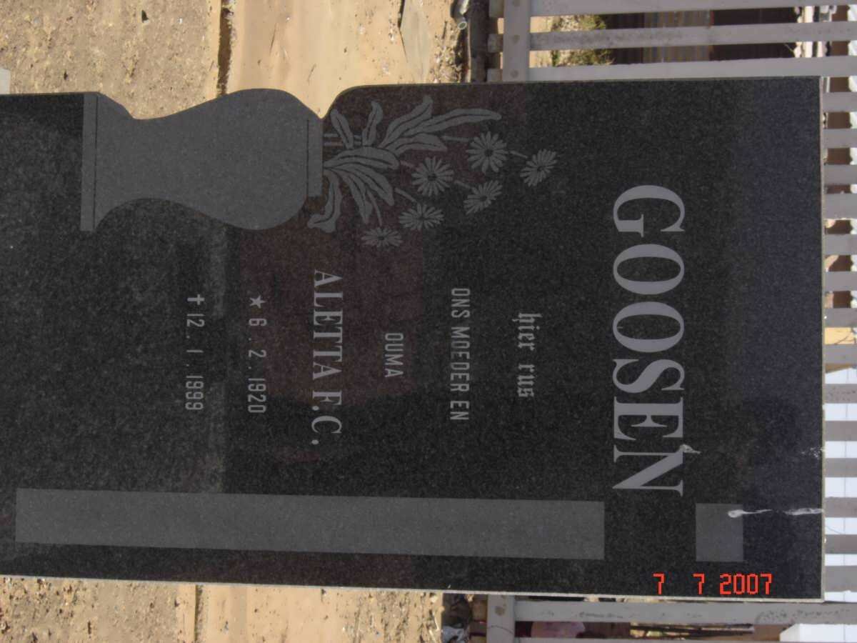 GOOSEN Aletta F.C. 1920-1999