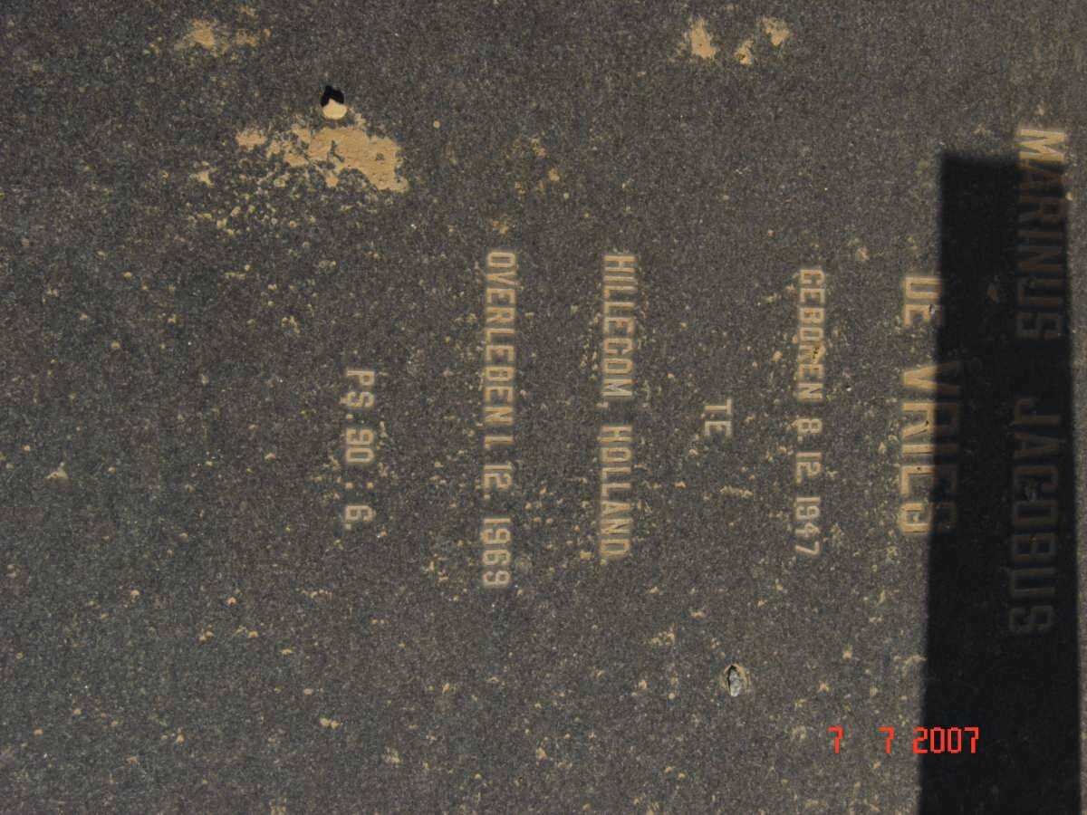 VRIES Marinus Jacobus, de 1947-1969