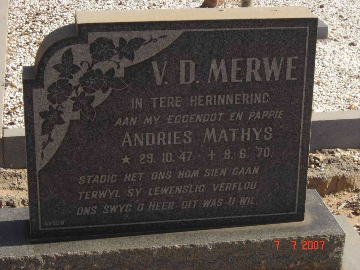 MERWE Andries Mathys, v.d. 1947-1970