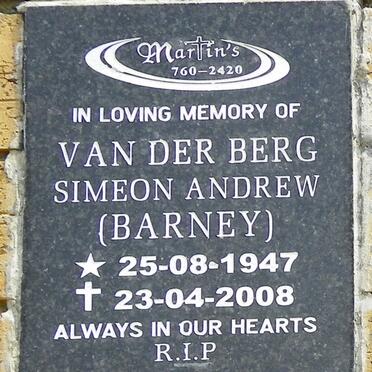 BERG Simeon Andrew, van der 1947-2008