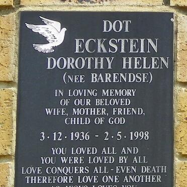 ECKSTEIN Dorothy Helen nee BARENDSE 1936-1998