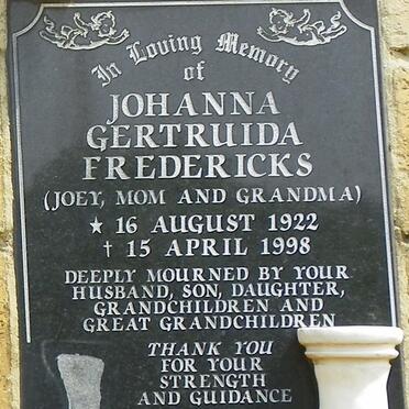 FREDERICKS Johanna Gertruida 1922-1998