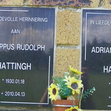 HATTINGH Philippus Rudolph 1930-2010 &amp; Adriana Selomina 1924-2011