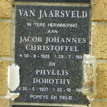 JAARSVELD Jacob Johannes Christoffel, van 1925-198? &amp; Phyllis Dorothy 1927-199?