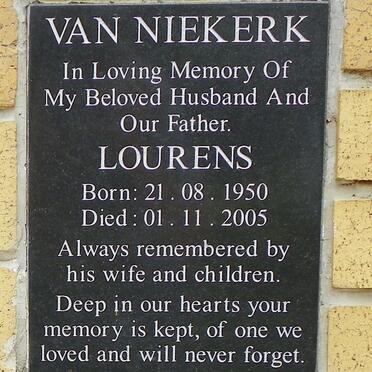 NIEKERK Lourens, van 1950-2005