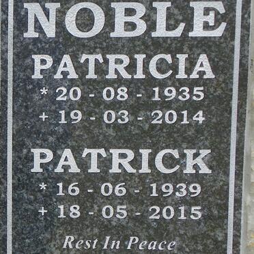 NOBLE Patrick 1939-2015 &amp; Patricia 1935-2014