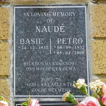 NAUDÉ Basie 1932- &amp; Petro 1932-2008