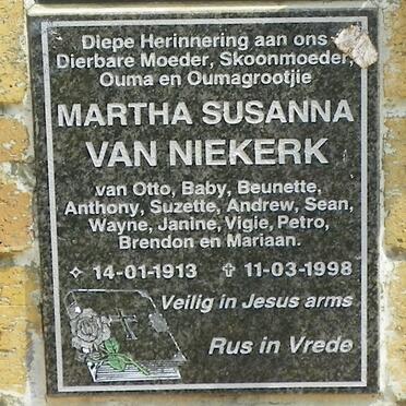 NIEKERK Martha Susanna, van 1913-1998