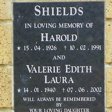 SHIELDS Harold 1926-1991 &amp; Valerie Edith Laura 1940-2002