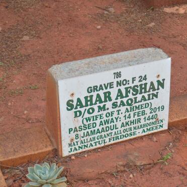 AHMED Sahar Afshan nee SAQLAIN -2019