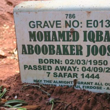 JOOSUB Mohamed Iqbal Aboobaker 1950-2022