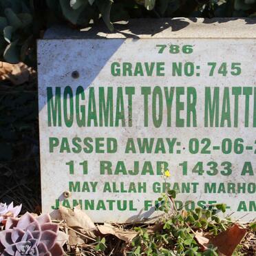 MATTHEWS Mogamat Toyer -2012