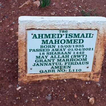 MAHOMED Ahmed Ismail 1935-2021