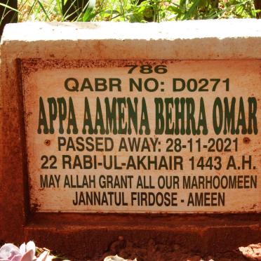 OMAR Appa Aamena Behra -2021