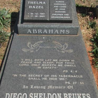 ABRAHAMS Thelma Hazel 1941-2005 :: BEUKES Diego Sheldon 1994-2013