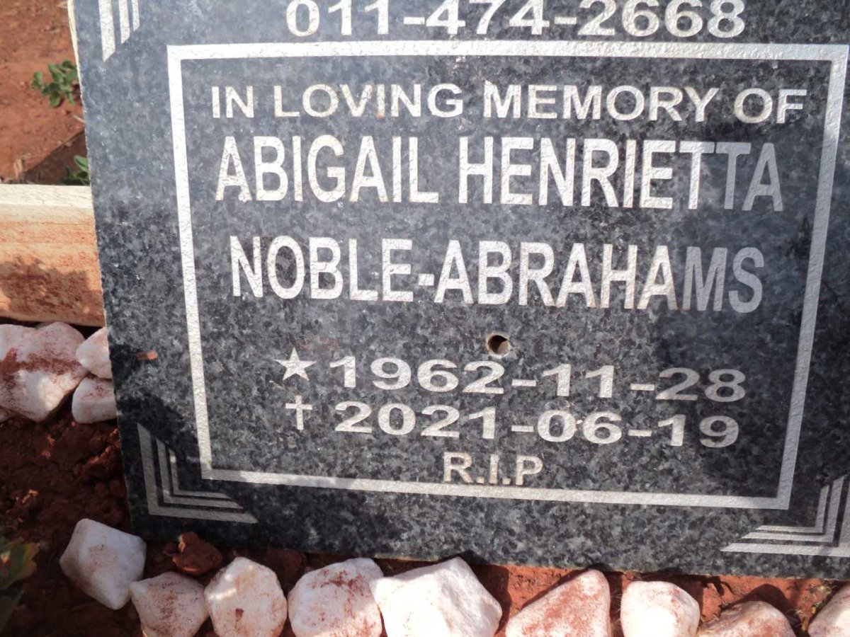 ABRAHAMS Abigail Henrietta, NOBLE 1962-2021