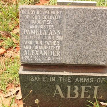 ABEL Alexander 1902-1982 :: ABEL Pamela Ann 1986-1988