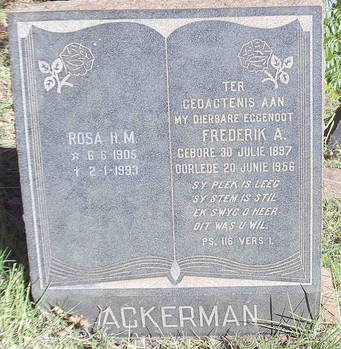 ACKERMAN Frederik A. 1897-1956 &amp; Rosa H.M. 1905-1993
