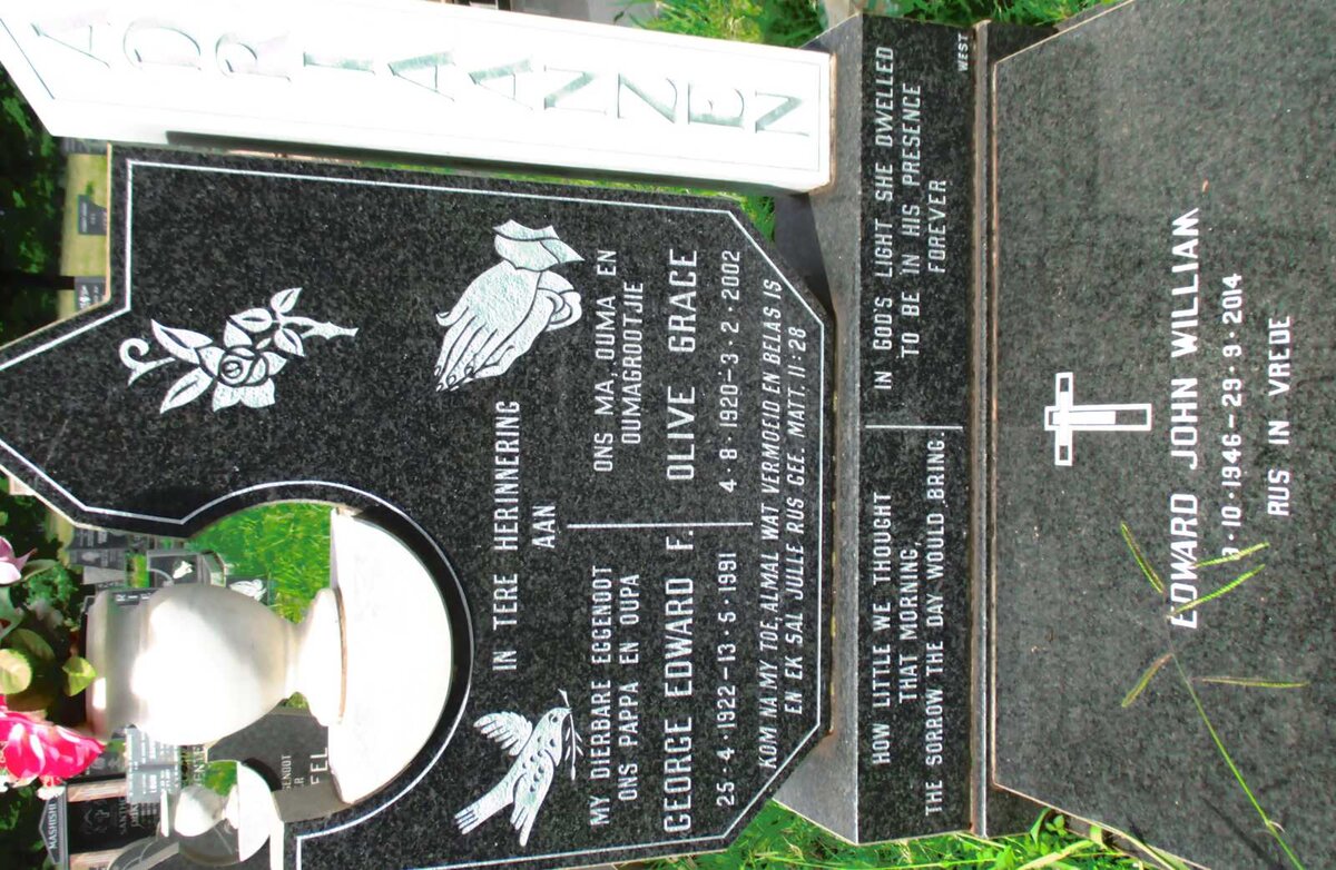 ADRIAANZEN George Edward F. 1922-1991 &amp; Olive Grace 1920-2002 :: ADRIAANZEN Edward John William 1946-2014