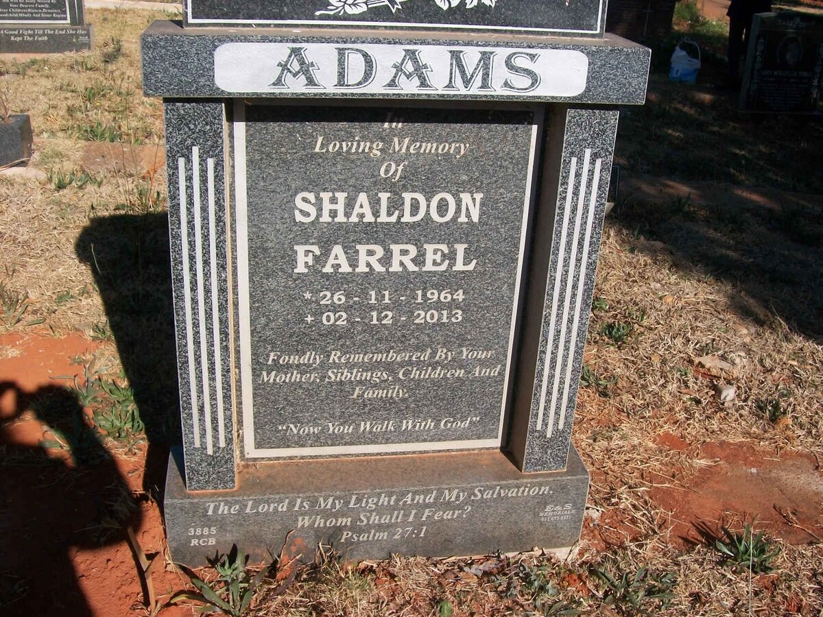 ADAMS Shaldon Farrel 1964-2013