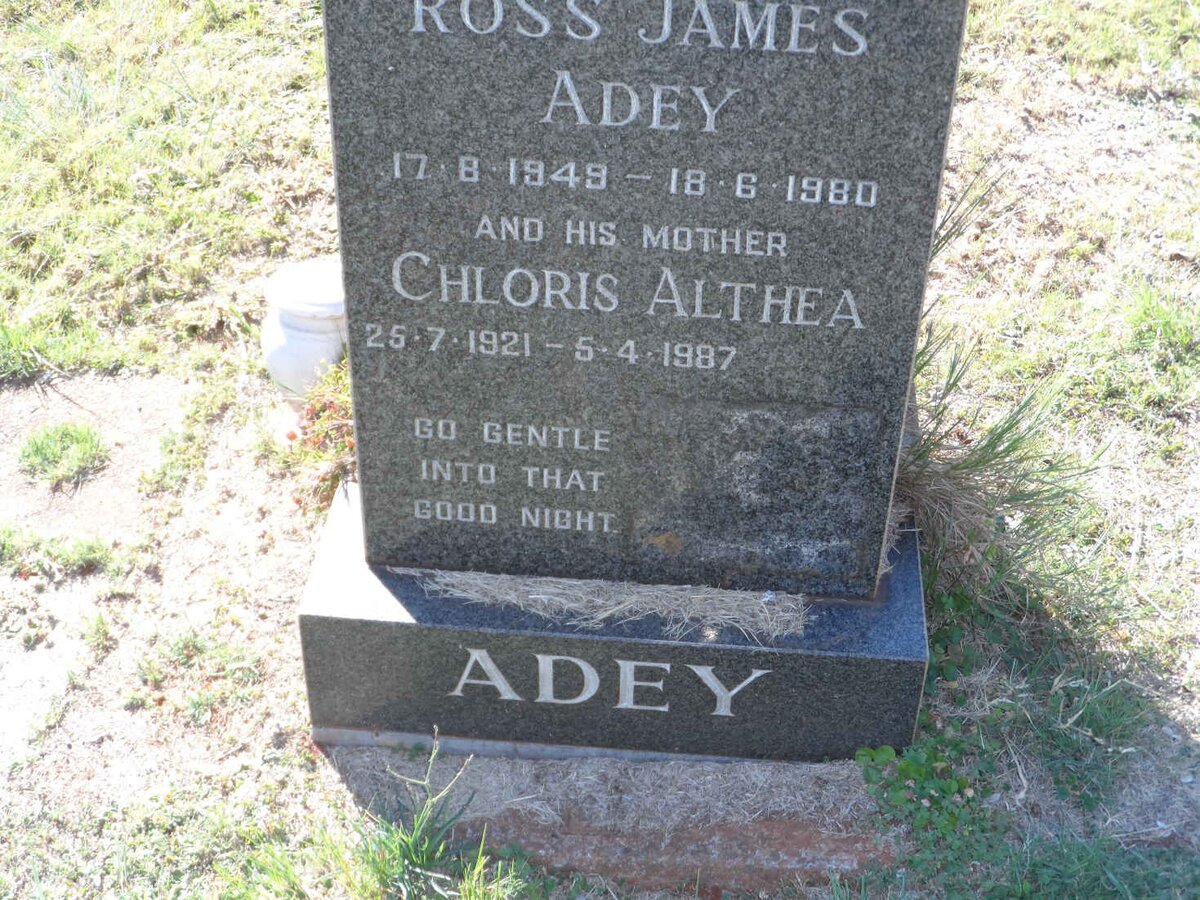 ADEY Chloris Althea 1921-1987 :: ADEY Ross James 1948-1980