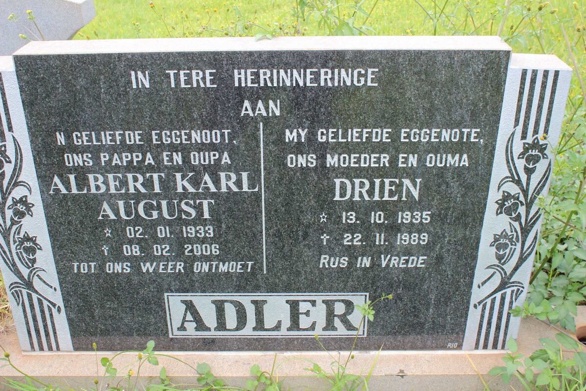 ADLER Albert Karl August 1933-2006 &amp; Drien 1935-1989