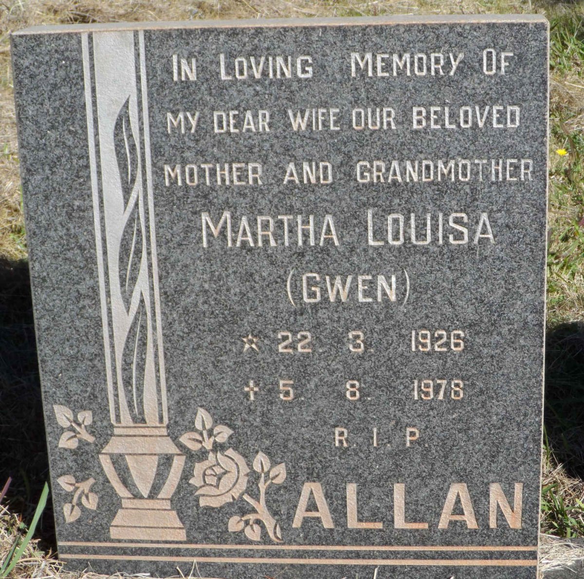 ALLAN Martha Louisa 1926-1978