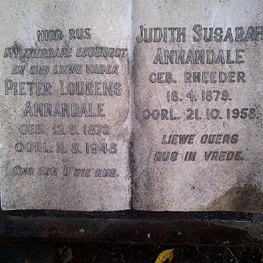 ANNANDALE Pieter Lourens 1872-1948 &amp; Judith Susarah RHEEDER 1879-1958