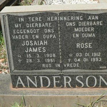 ANDERSON Josaiah James 1908-1981 &amp; Rose 1912-1993