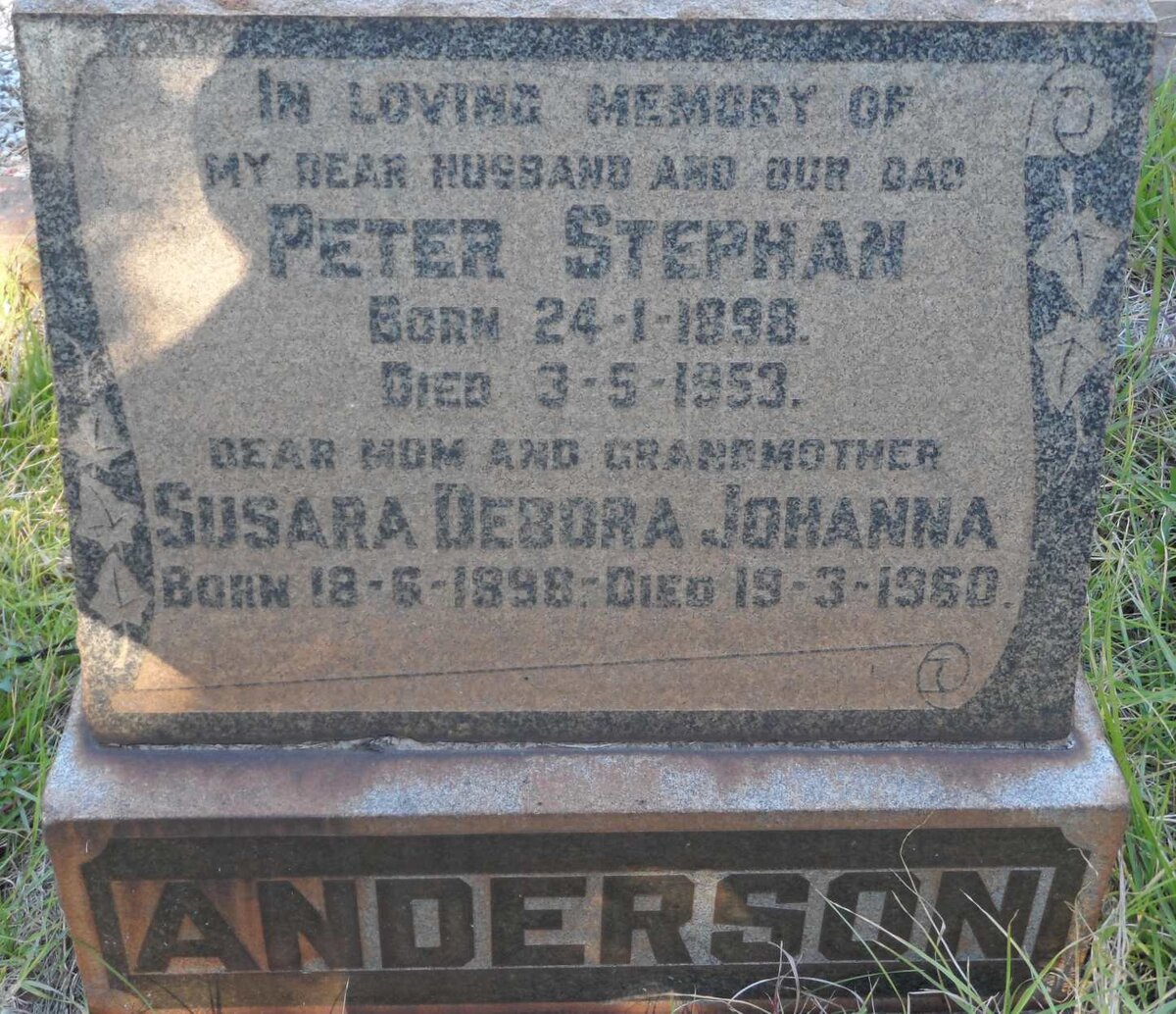 ANDERSON Peter Stephan 1898-1953 &amp; Susara Debora Johanna 1898-1960