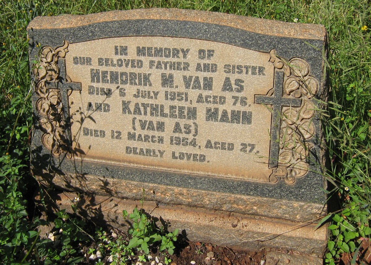 AS Hendrik M., van -1951 :: MANN Kathleen nee VAN AS -1954