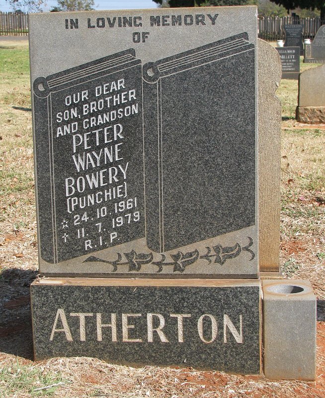 ATHERTON Peter Wayne Bowery 1961-1979