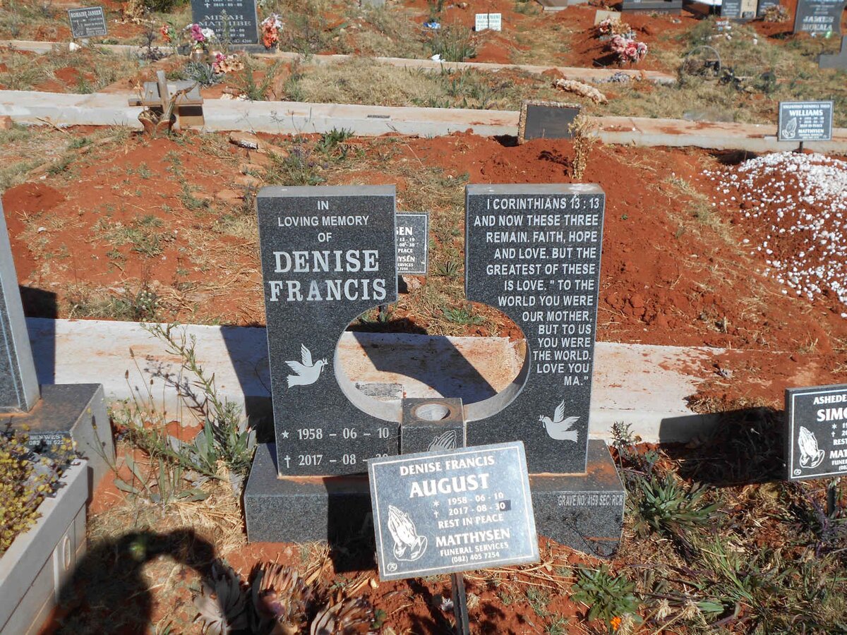 AUGUST Denise Francis 1958-2017