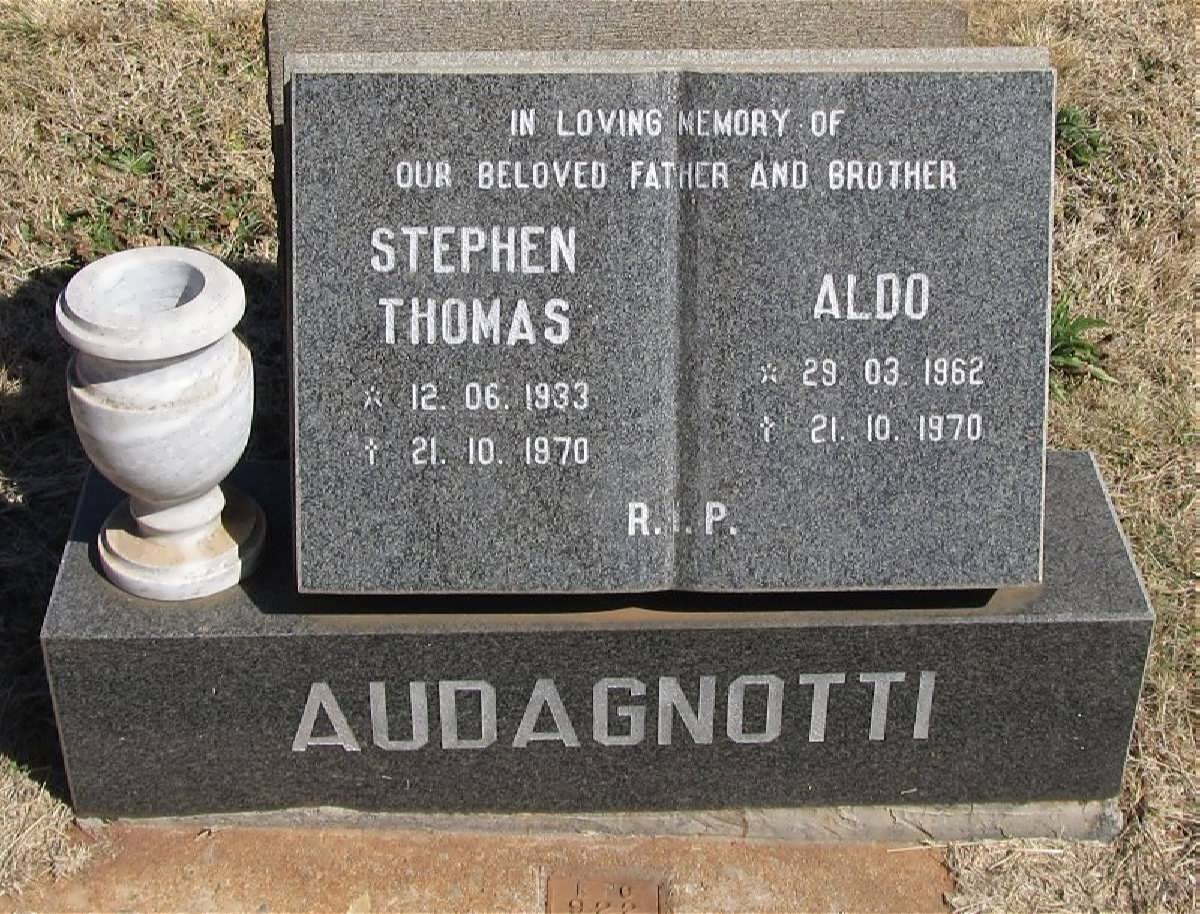 AUDAGNOTTI Stephen Thomas 1933-1970 :: AUDAGNOTTI Aldo 1962-1970
