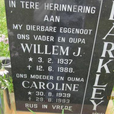 BARKLEY Willem J. 1937-1988 &amp; Caroline 1939-1993