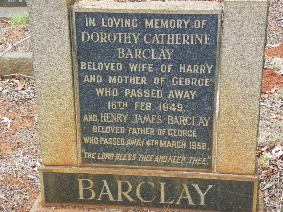 BARCLAY Henry James -1958 &amp; Dorothy Catherine -1949