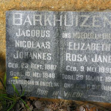 BARKHUIZEN Jacobus Nicolaas Johannes 1887-1948 &amp; Elizabeth Rosa Jane 1891-1971