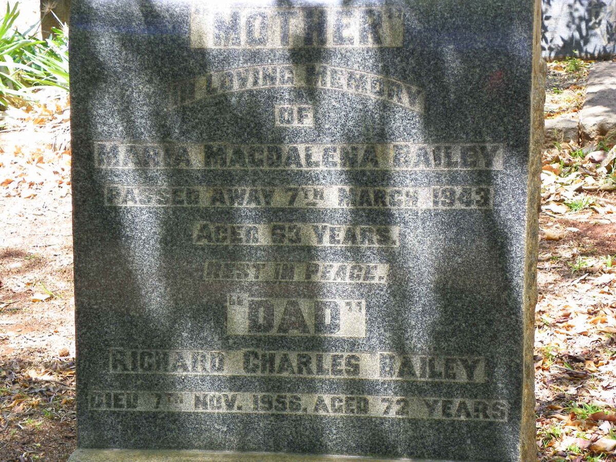 BAILEY Richard Charles -1956 &amp; Maria Magdalena -1943