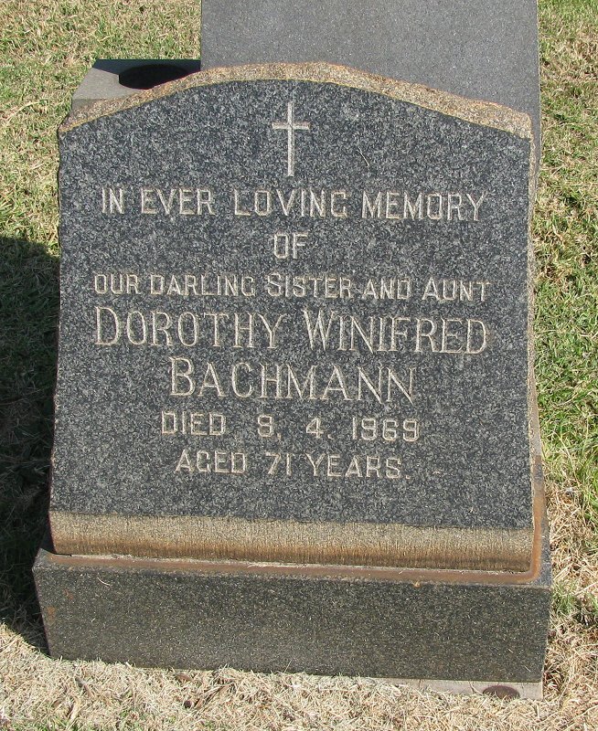 BACHMANN Dorothy Winifred -1969