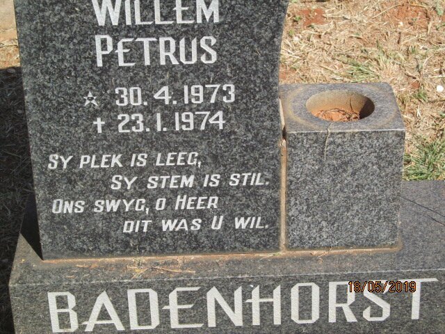 BADENHORST Willem Petrus 1973-1974