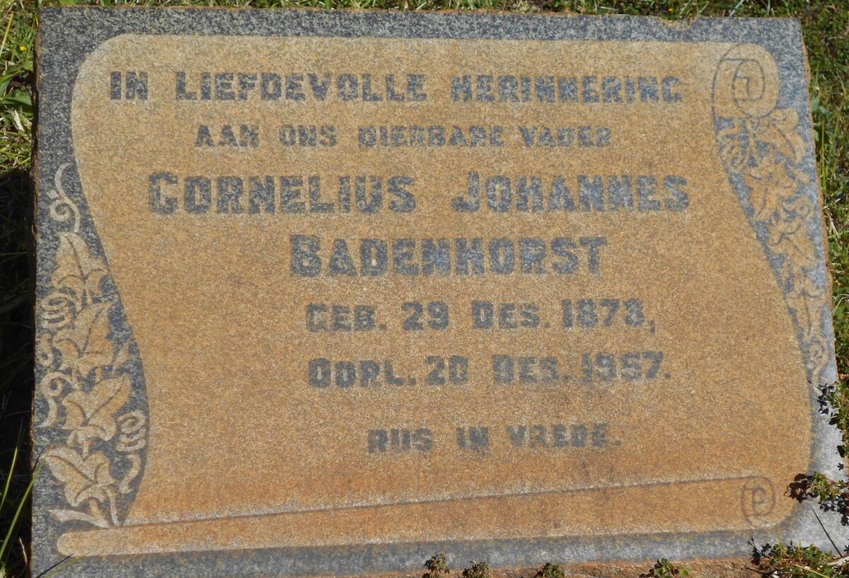 BADENHORST Cornelius Johannes 1878-1957