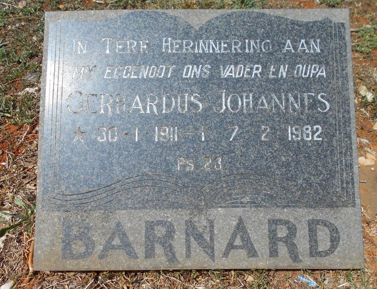 BARNARD Gerhardus Johannes 1911-1982