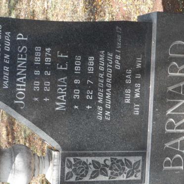 BARNARD Johannes P. 1898-1974 &amp; Maria E.F. 1906-1988