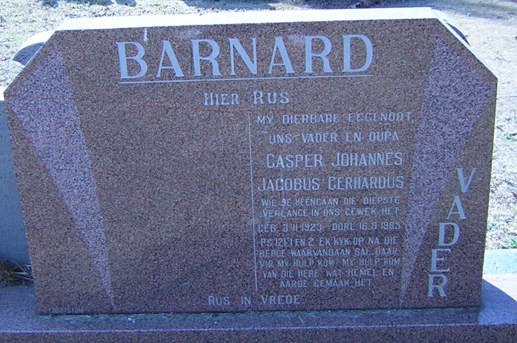 BARNARD Casper Johannes Jacobus Gerhardus 1923-1985