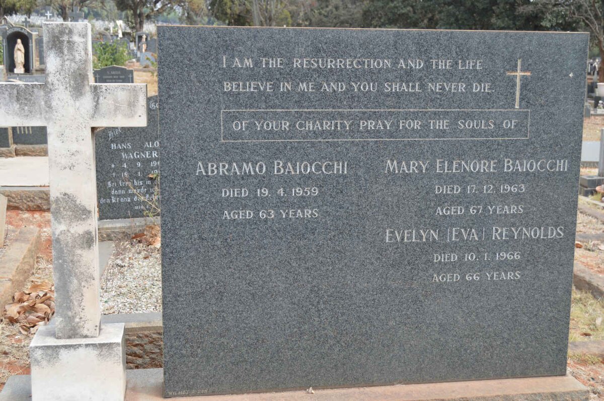 BAIOCCHI Abramo -1959 &amp; Mary Elenore -1963 :: REYNOLDS Evelyn -1966