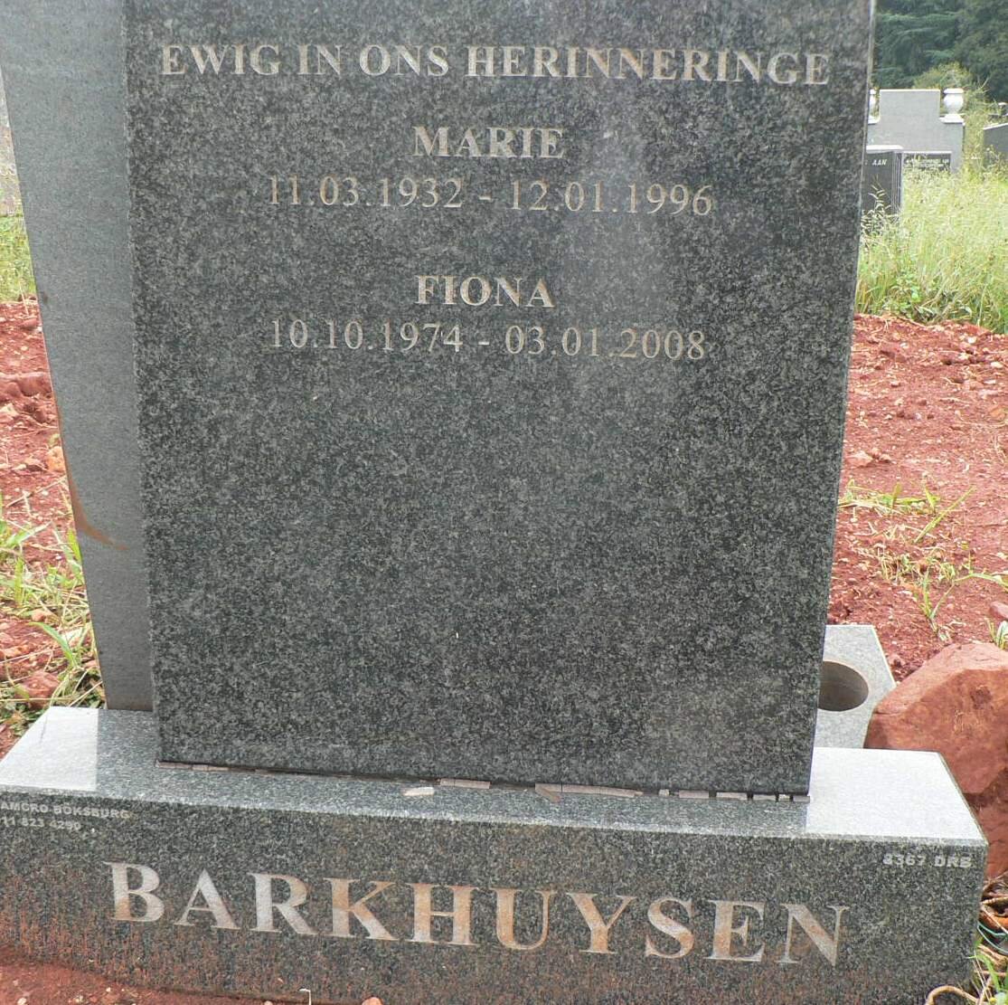 BARKHUYSEN Marie 1932-1996 :: BARKHUYSEN Fiona 1974-2008