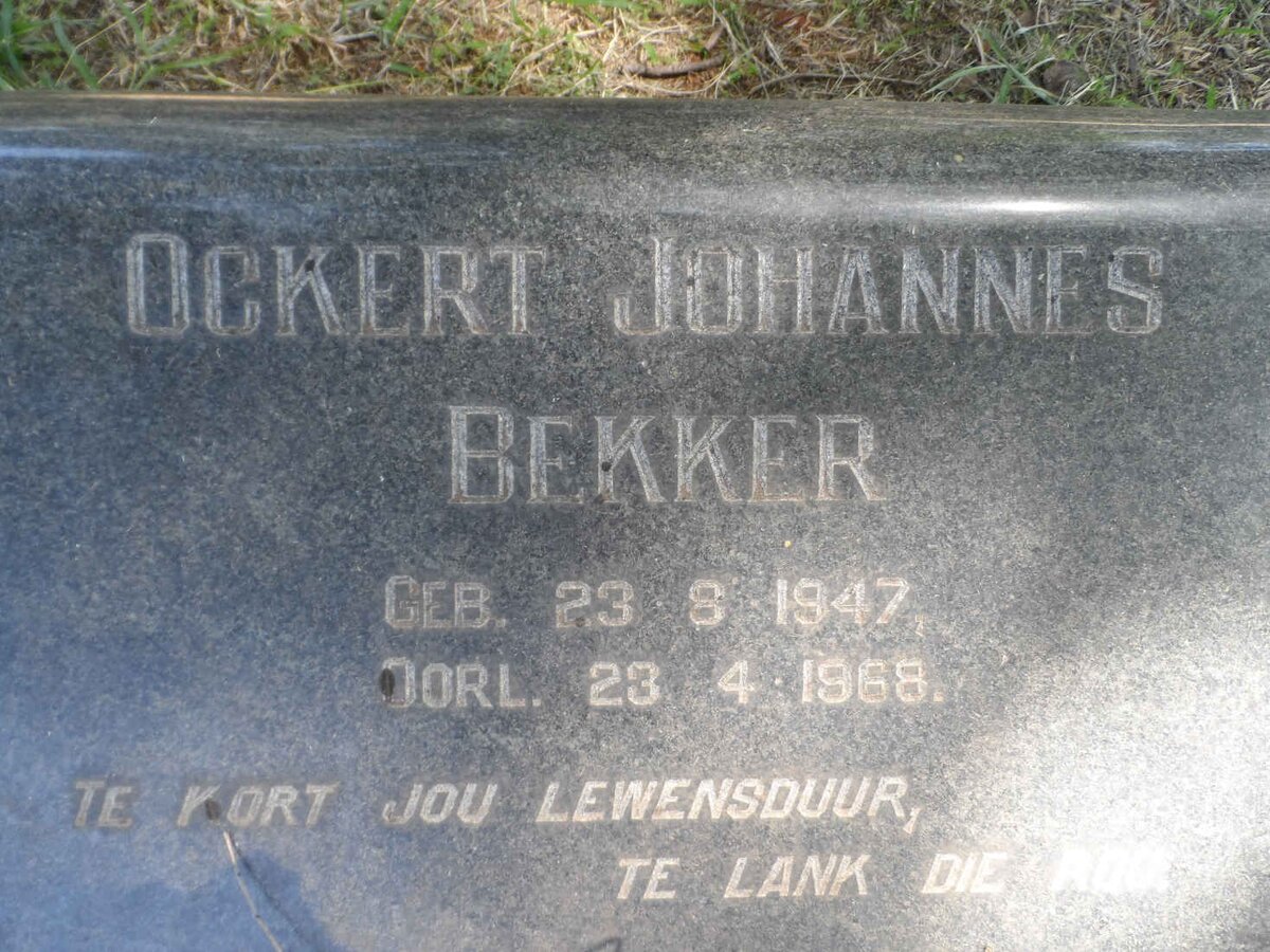 BEKKER Ockert Johannes 1947-1968